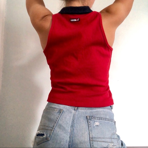 90s style red tank top with collar - Picture 2 of 3